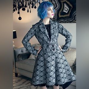 Elegant Lace Women's Coat - Black and Gray
